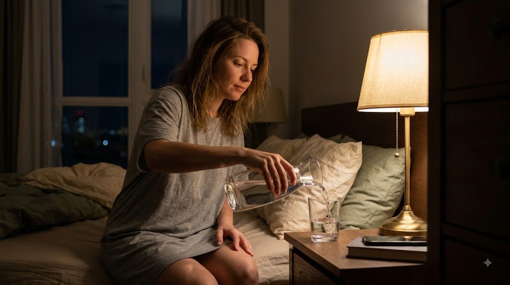 Limiting late night liquids prevents middle of the night insomnia.