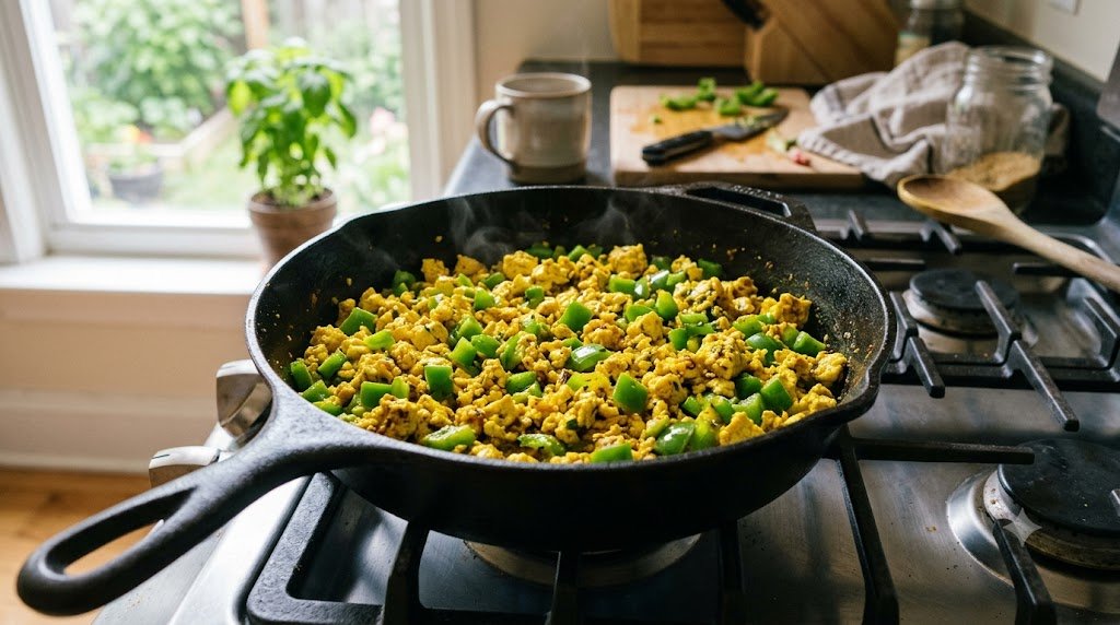 A savory tofu scramble is an excellent breakfast for sustained energy.