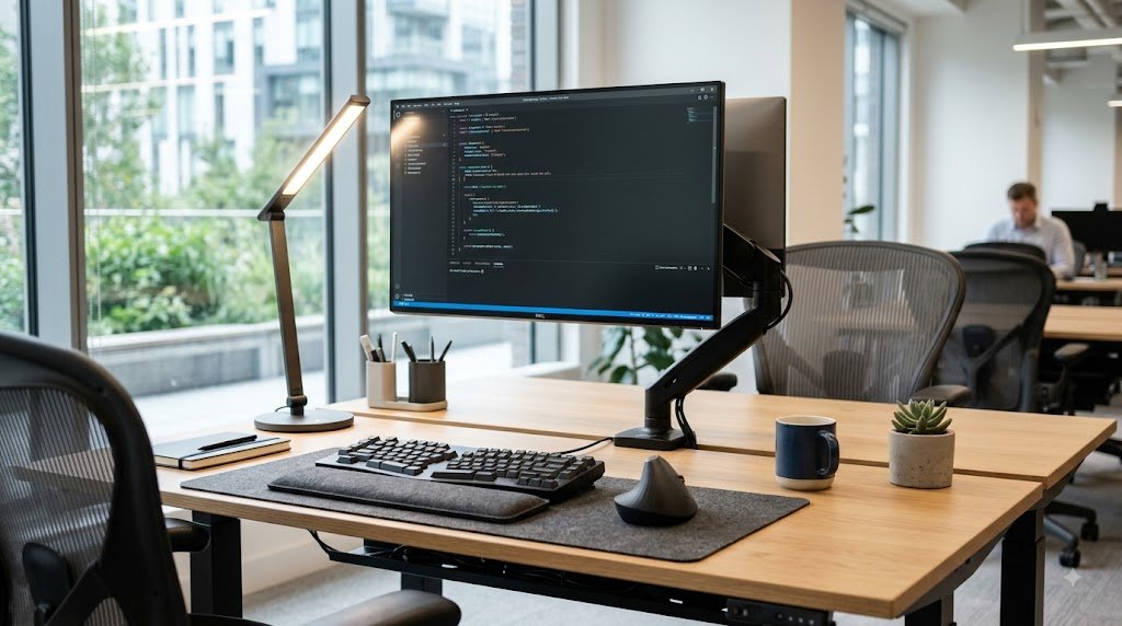 Proper ergonomic monitor height prevents severe daily computer vision syndrome.