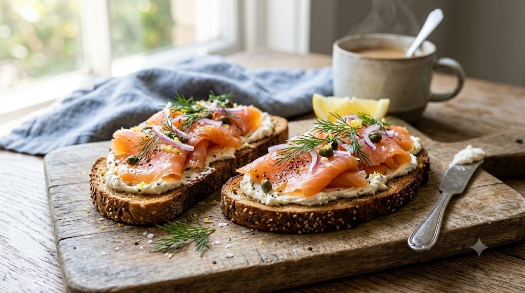 Smoked salmon on rye is one of the best breakfasts that don't spike your energy.