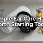 A collection of items representing safe ear care habits to protect your hearing.