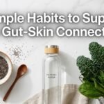 A spread of healthy foods that actively support the gut-skin connection.